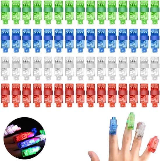 60-delt LED-fingerlyssæt - Assorterede farver