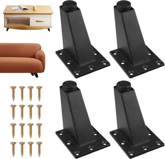 Svarta möbelben 8 cm - Set om 4 - Justerbara triangulära skåpben för möbler