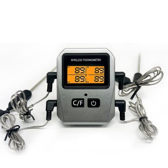 Digital kötttermometer - BBQ-termometer - 4 mätprober - Ugnstermometer - Trådlös med app - Bluetooth - Batteri ingår ej
