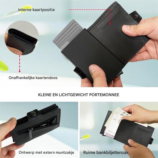 Mini RFID-lompakko - Luottokorttikotelo seteliklipsillä - Kompakti lompakko - Varkaudenestosuoja