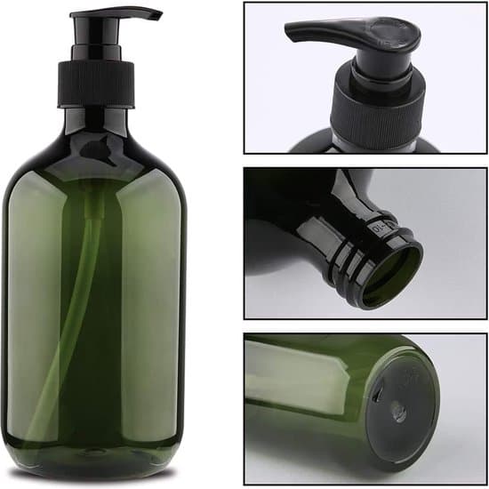 3-pack 500 ml påfyllningsbara pumpflaskor - PET - Transparent grön