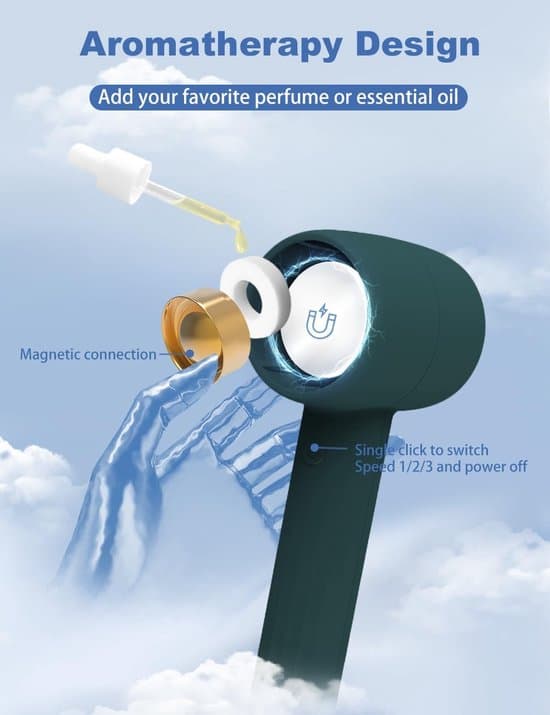 2000mAh USB Genopladelig Bærbar Aromaterapi Ventilator med 3 Hastigheder