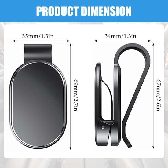 2 bilbrilleholdere, ABS-materiale, clips til kørebriller, solbriller, kort og billetter, sort.