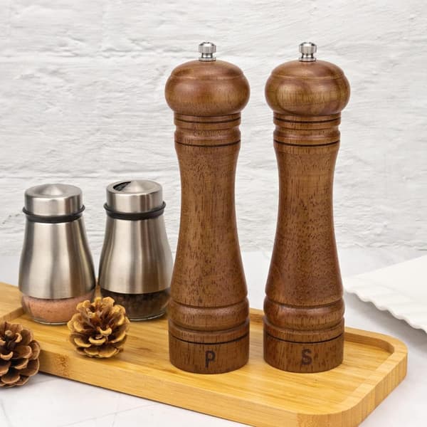 2-pak manuel peber- og saltkværnsæt i rustfrit stål (22 cm).