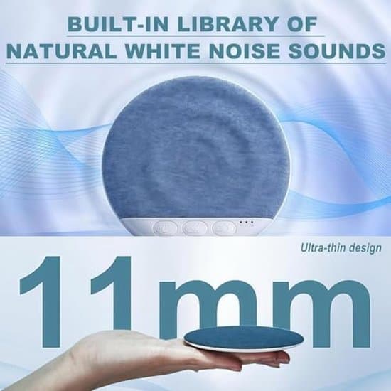 Platt Bluetooth-högtalare under kudden med vitt brusmaskin och timer (blå)