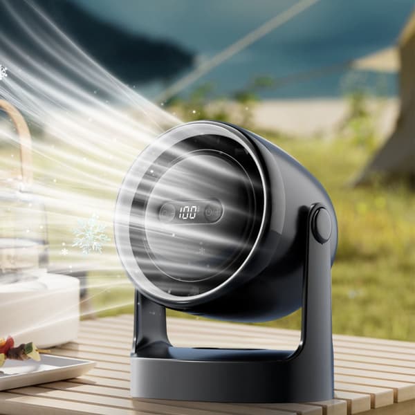 3-trins 360° justerbar elektrisk bordventilator (sort).