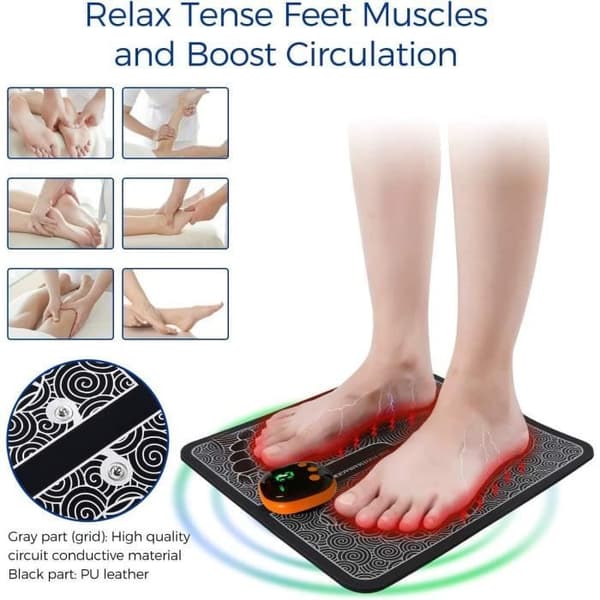 Fodmassager - Elektrisk massagepude - 8 tilstande - 19 intensitetsniveauer - Sort