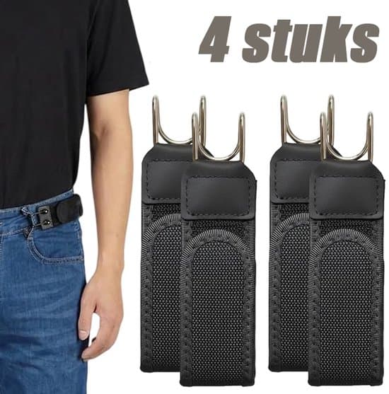 4-pack Unisex Dolda Spännfria Elastiska Byxbälten för Jeans, Svart