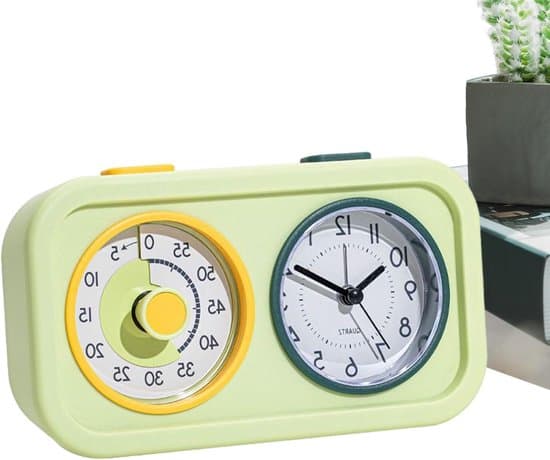 Visuel Timer - Børnetimer Opgaveplanlægger - Tidsstyringslæring - Dobbeltskærm - 12 x 6 x 6 cm - Grøn