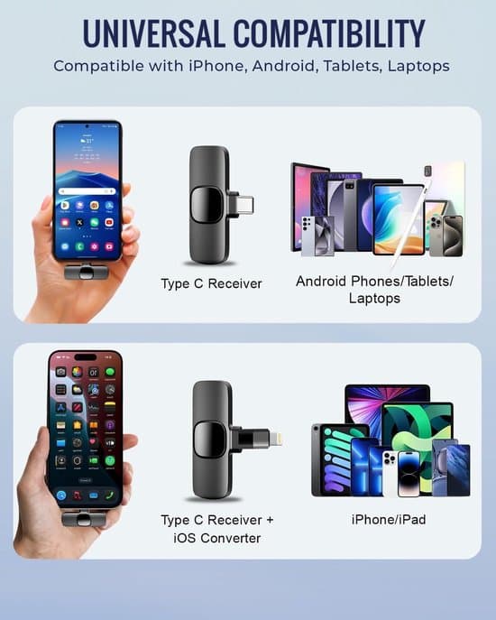 2-pak trådløse Lavalier clip-on mikrofoner til iPhone, Android, iPad - Til Vlog, Podcasting