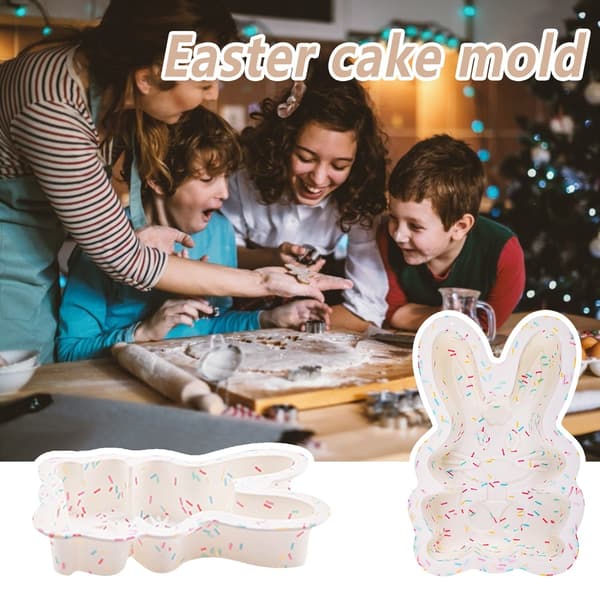 To 8-tommer kaninformede kageforme, farverige non-stick bageforme, perfekte til at lave desserter og snacks.