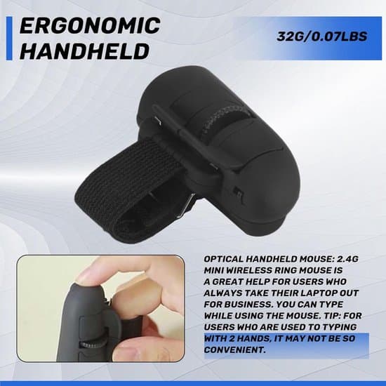 Mini 2.4G trådløs optisk mus med ergonomisk fingerring – (sort)