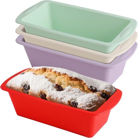 4-delade rektangulära non-stick silikonformar för bröd och kakor, 19,2x9,5cm