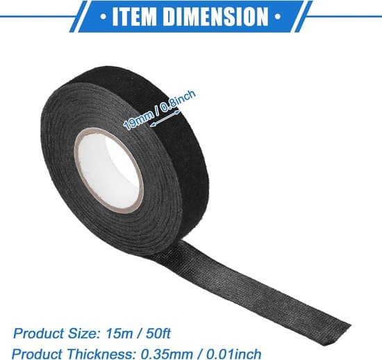 4-pack 19mm x 15m Svart Polyesterfiber Bil- och Elledningstejp