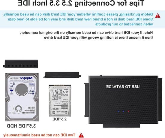 IDE USB-sovitin 2,5 ja 3,5 tuuman HDD/SSD-levyille - USB 3.0 ja 12 V 2 A virtalähde