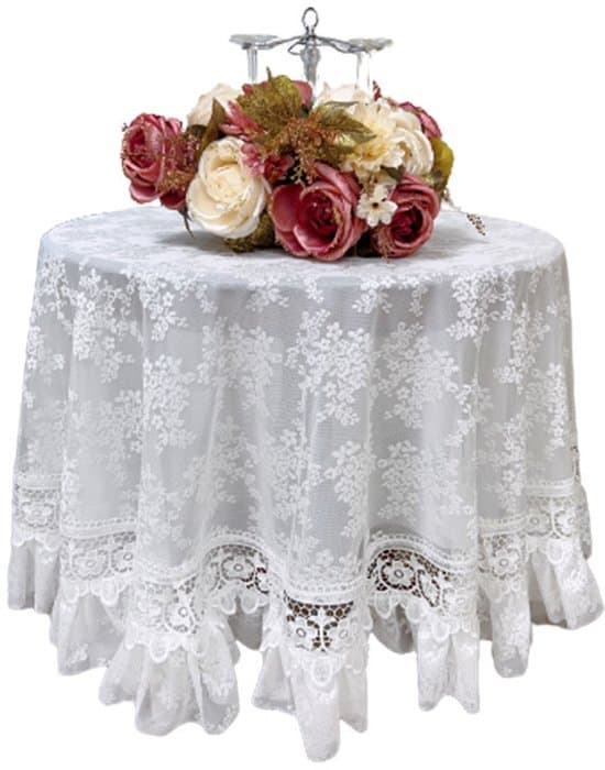 70 x 70 cm fransk volang blommig broderad spetsduk