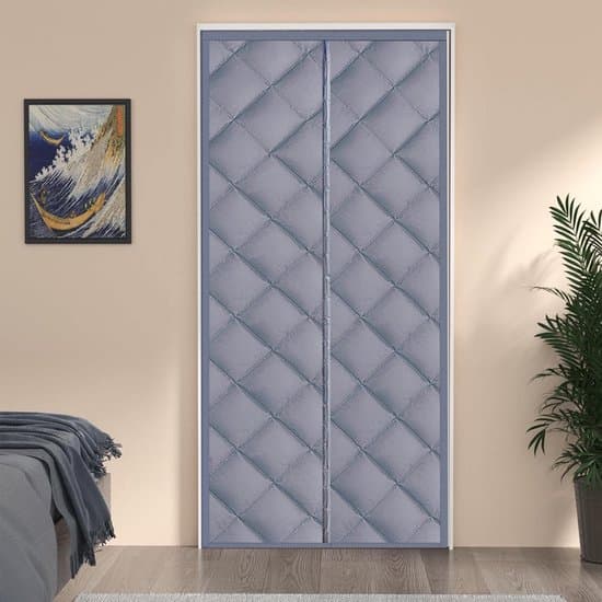 Magnetisk dörrgardin - värmeisolering - grå - 80 x 190 cm