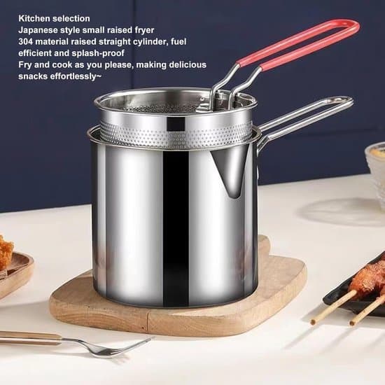 1,3L Mini Husholdningsfrituregryde i Rustfrit Stål - Med Kurv