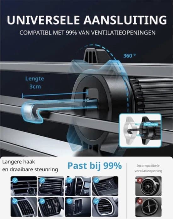 Biltelefonholder - Ventilationsgitter - Universal - Robust