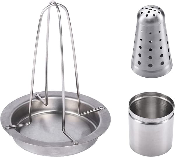 Kyllingestegestativ i rustfrit stål, fortykket base til camping, 20*17,5 cm
