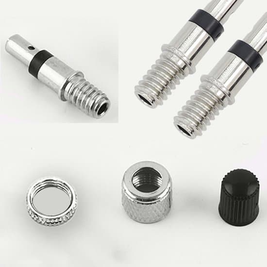 Cykelventilbytesats, 4 delar: adapter, mutter, lock - för stadscyklar/äldre cyklar, ersätter standardventiler