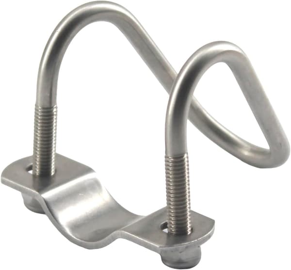 Fire rustfri stålslangeklemmer, M6 x 32 x 32 mm.