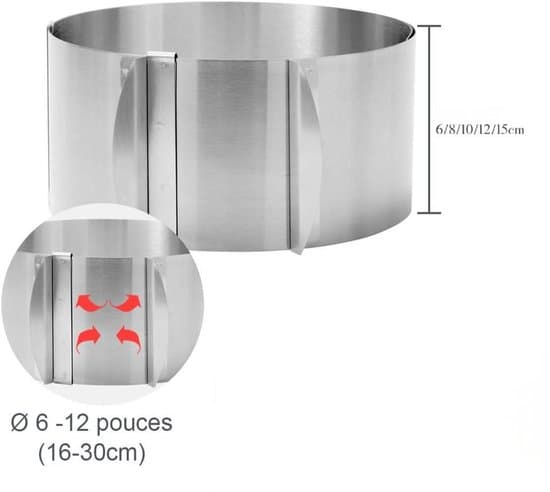Justerbar 16-30 cm rund bageform i rustfrit stål til mousse og kager, 8 cm højde
