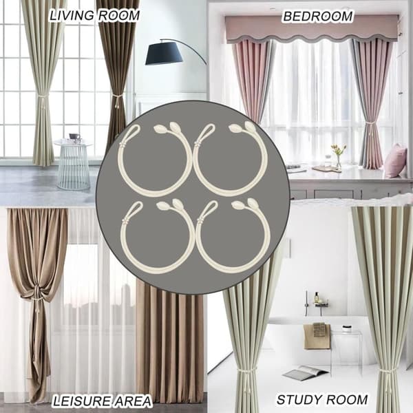 4-delt gardinbindesæt, stort perlegardinbind, gardinbind, gardinbind, gardinbind (beige)