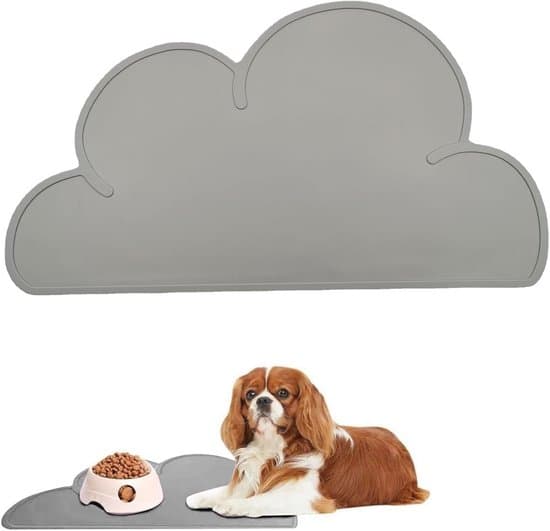 Silikone fodermåtte til hunde og katte - Skridsikker madbakke - 48 x 27 cm - Grå