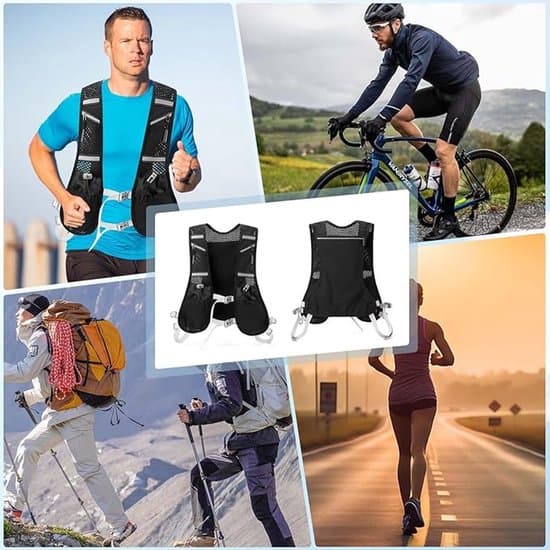 Unisex løbehydreringsvest, multifunktionel, justerbar, reflekterende elementer