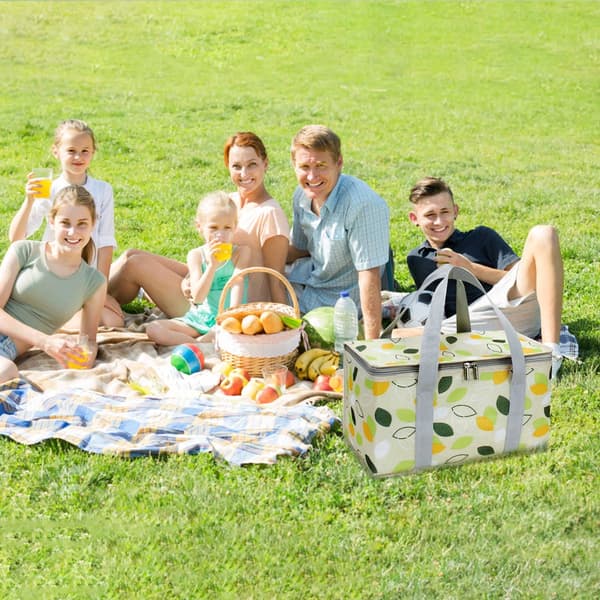 Grøn isoleret, foldbar køletaske, velegnet til indkøb og picnics.