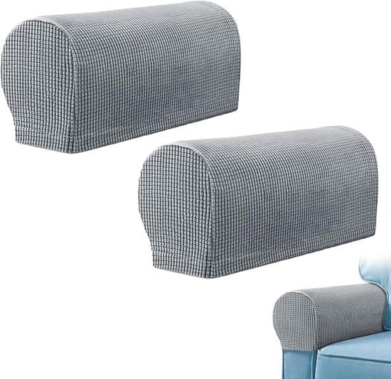 2-pack halkfria armstödsskydd i polyester-elastan för soffstolar