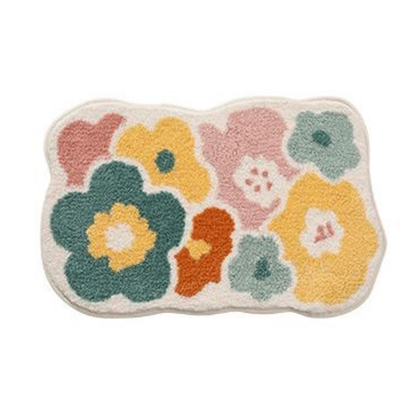 Sød blomstret badeværelsesmåtte, maskinvaskbar, 40*60 cm
