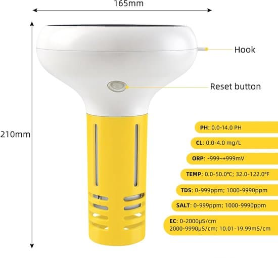 7-i-1 Zigbee Poolvattenkvalitetsmätare, Smart, oxidations-reduktionspotential/totala upplösta fasta ämnen (Zigbee-gateway ingår ej)
