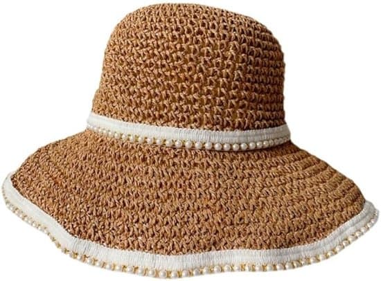 Stråhat Dame Strand Solhat Sammenfoldelig Bred Skygge Floppy Sommerhat til Kvinder Stråhat til Damer Hvid Sammenfoldelig Strand Solhat