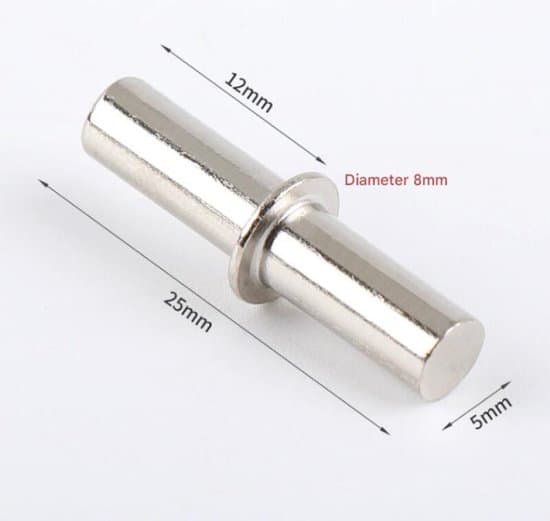 100-pack 5x25 mm silverfärgade möbelskåpshyllstödspinnar