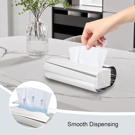 Rektangulär näsdukslåda och dekorativ dispenser i rostfritt stål