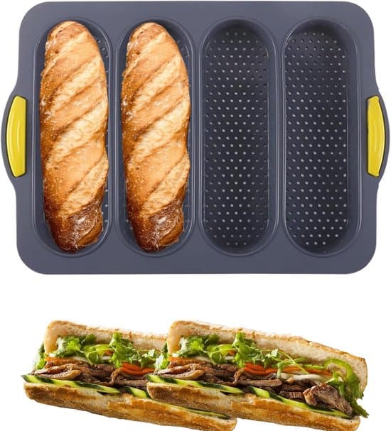 Sort silikone baguette brød bageform 33,5x23,5x2,5 cm