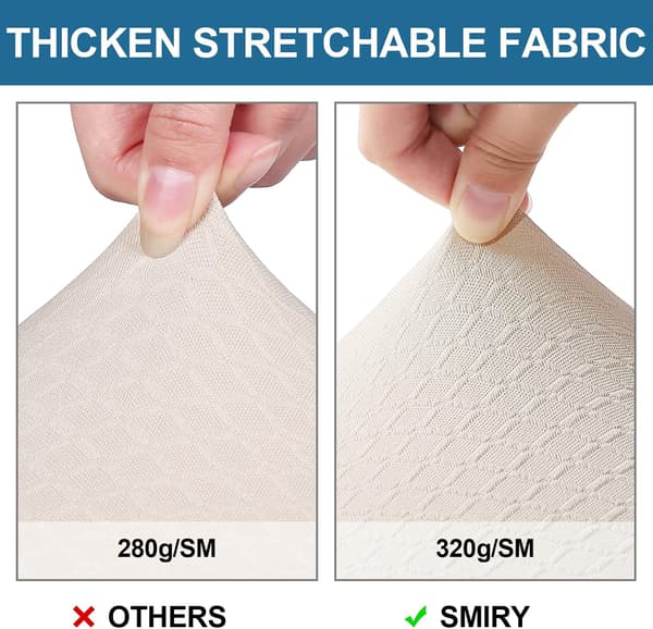 6-delat set - Stolöverdrag - Matstolsöverdrag - Elastiska matstolsöverdrag - Beige - Elastiska stolöverdrag - Stolöverdrag - Polyester - 35*35*5 cm