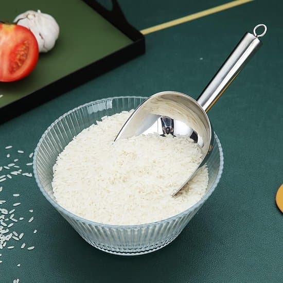 Premium kage- og melscoop i rustfrit stål, 8 oz / 9 tommer, sølv
