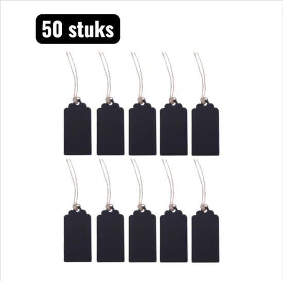 50 stycken - Mini rektangulära svarta tavlor i trä med hamprep - DIY heminredning