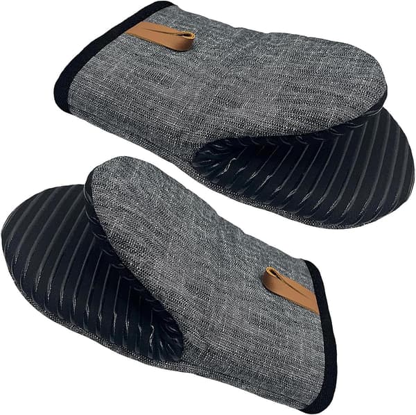 2-pack svarta mini värmebeständiga handskar halkfri silikonfoder kök