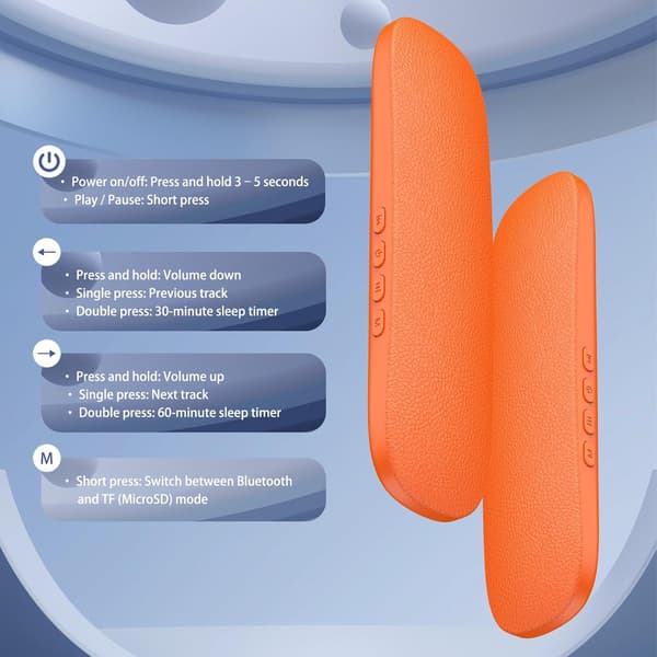 Knogleledning Under-Pude Søvnhøjttaler med Bluetooth & TF-kortslot (Orange)