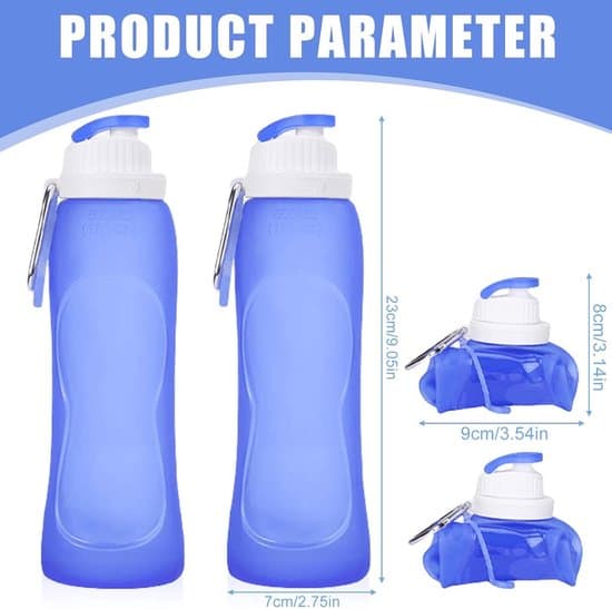 2-pack 500 ml hopfällbara sportvattenflaskor i silikon - med karbinhake