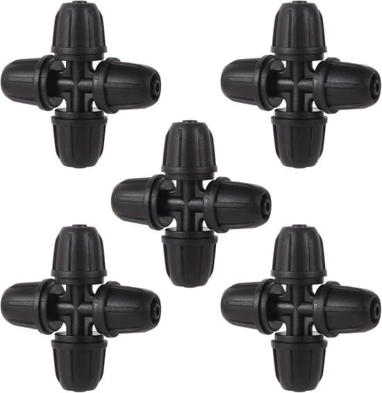 Drypvanding firevejs-forbinder, 4 mm indvendig diameter, 20 stk., quick-lock til drivhuse (Sort)