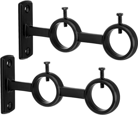 Gardinstangsbeslag - Dobbeltendet - 15-25 mm - Sort - 2-pak
