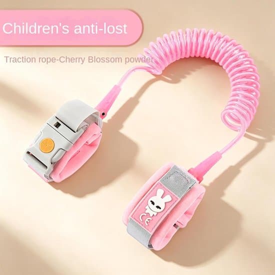 Barnhandledsrem - Barnsäkerhetskoppel - Resesäkerhet - Infällbar design - 150 cm - Rosa