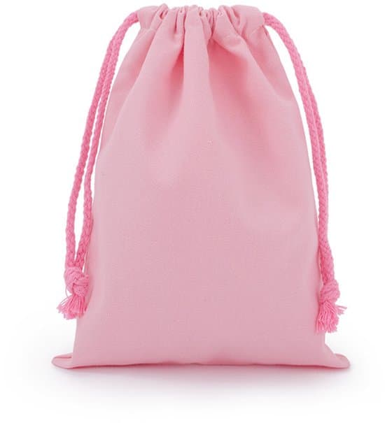 10-pack 7x10 cm rosa present- och smyckespåsar i bomull med dragsko