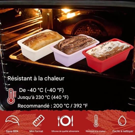 Firedelt kageformssæt - rektangulær non-stick kageform - toastform - 19x8x5,5 cm - tilbehør til airfryer