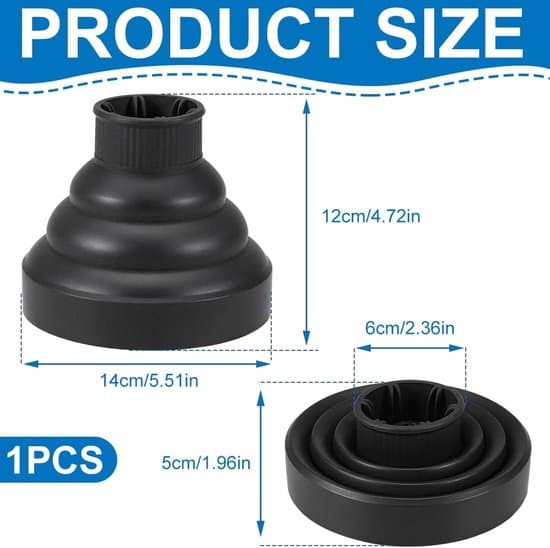 Lockdiffusor, universal, vikbar, bärbar, lämplig för hårtorkar med en diameter på 6 cm.